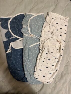 Never used, Set of 3 KeaBabies Organic swaddle sleep sacks